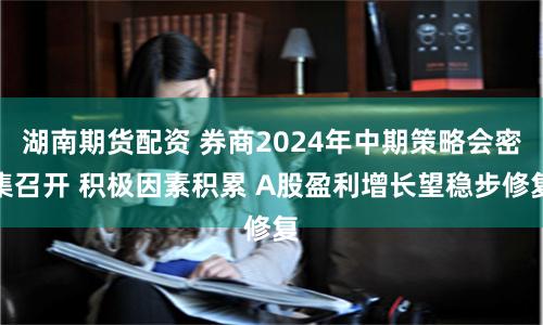 湖南期货配资 券商2024年中期策略会密集召开 积极因素积累 A股盈利增长望稳步修复